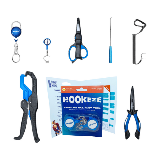 HookEze 7pc Fishing Tool Kit & Nail Knot Tool