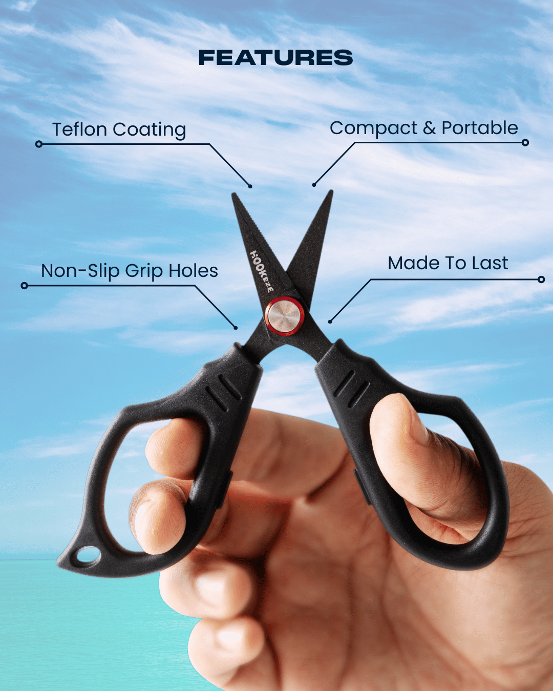 HookEze Compact, Teflon Fishing Scissors