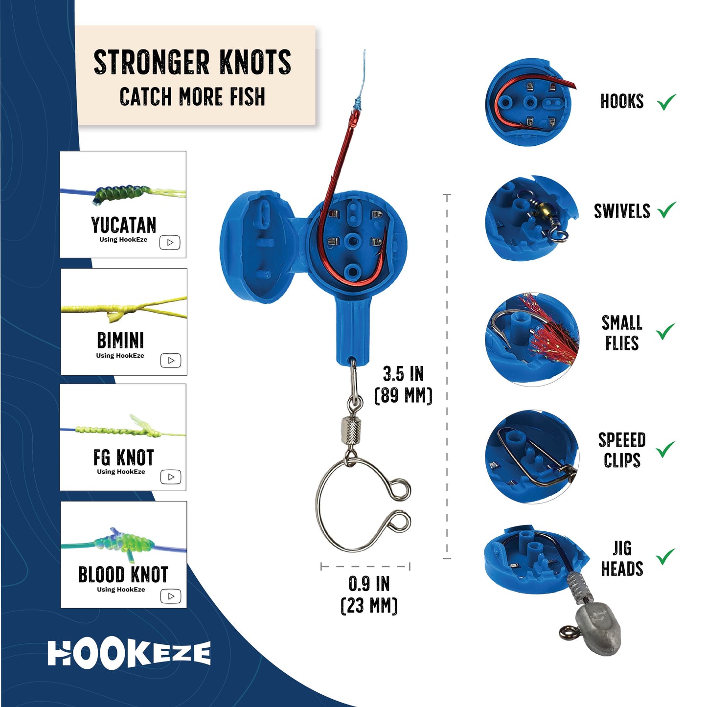 Hook-Eze Fishing Knot Tying Tool (Standard) & Hook Remover