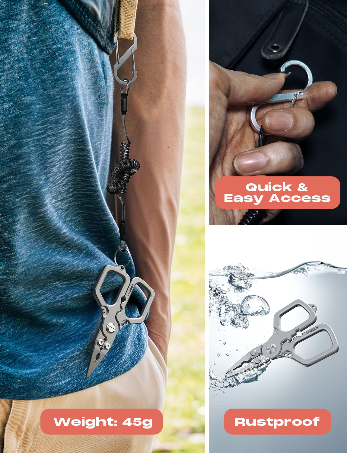 HookEze Compact Titanium Plier With Lanyard