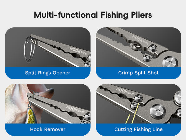 HookEze Folding Fishing Pliers | With Belt Pouch & Lanyard