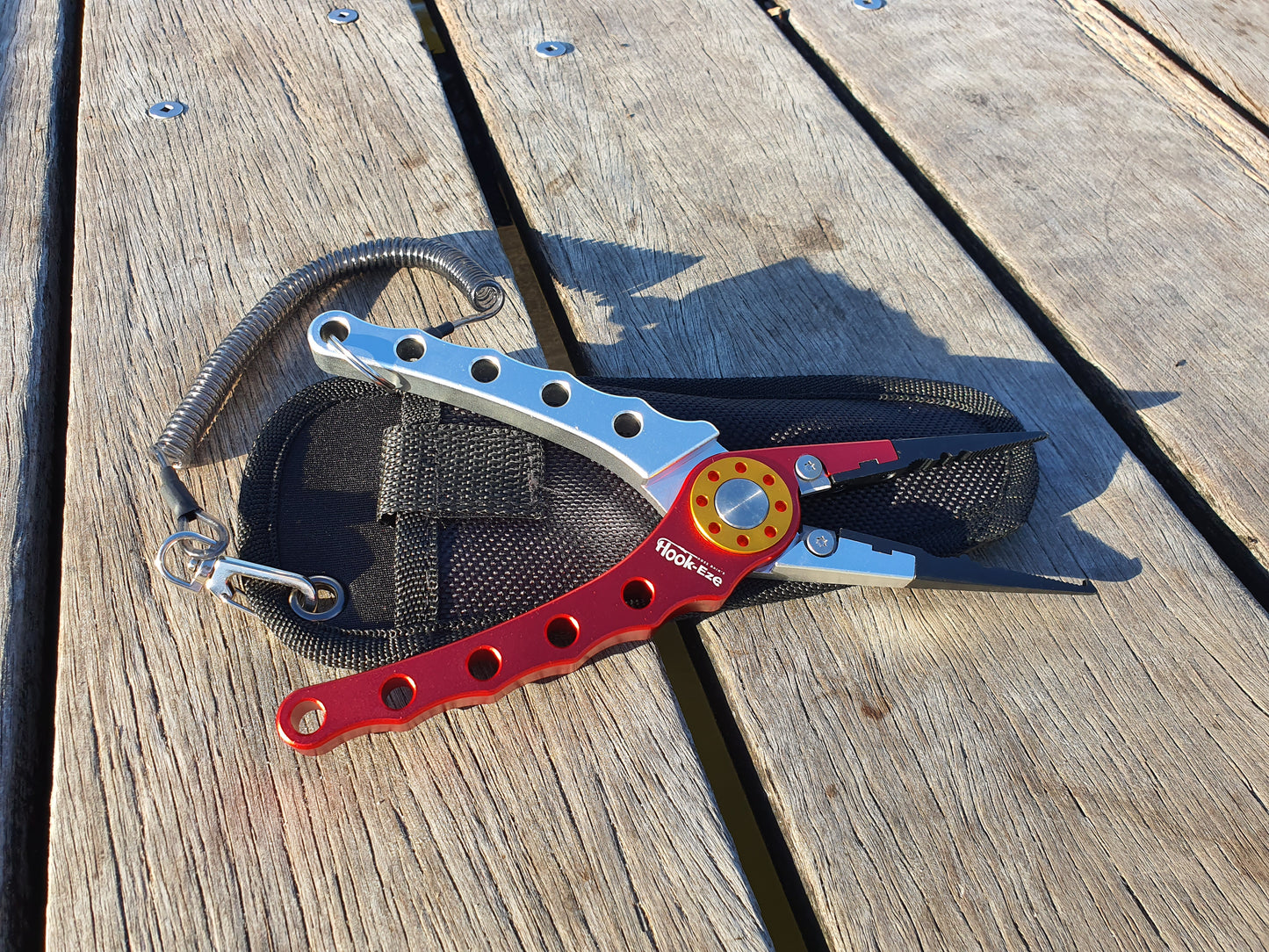 Hook-Eze Aluminum Fishing Plier | Built-in Line Cutter, Sheath and Lanyard